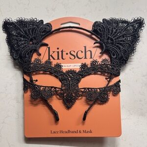 Free with bundle - Kitsch Black Lace Cat Ears and Mask Set